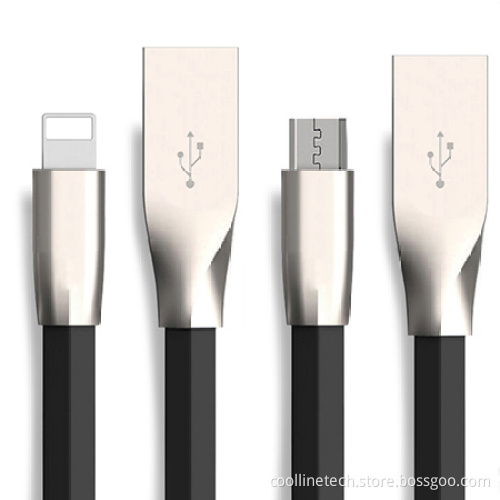Zinc Alloy USB Cable, USB A to Lightning Cable / Micro USB Cable / Type C Cable, Fast Charging and Data Sync USB Cable